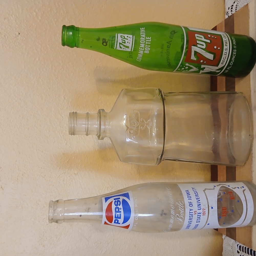 Vintage Glass Bottle Set - Green, Clear, and White